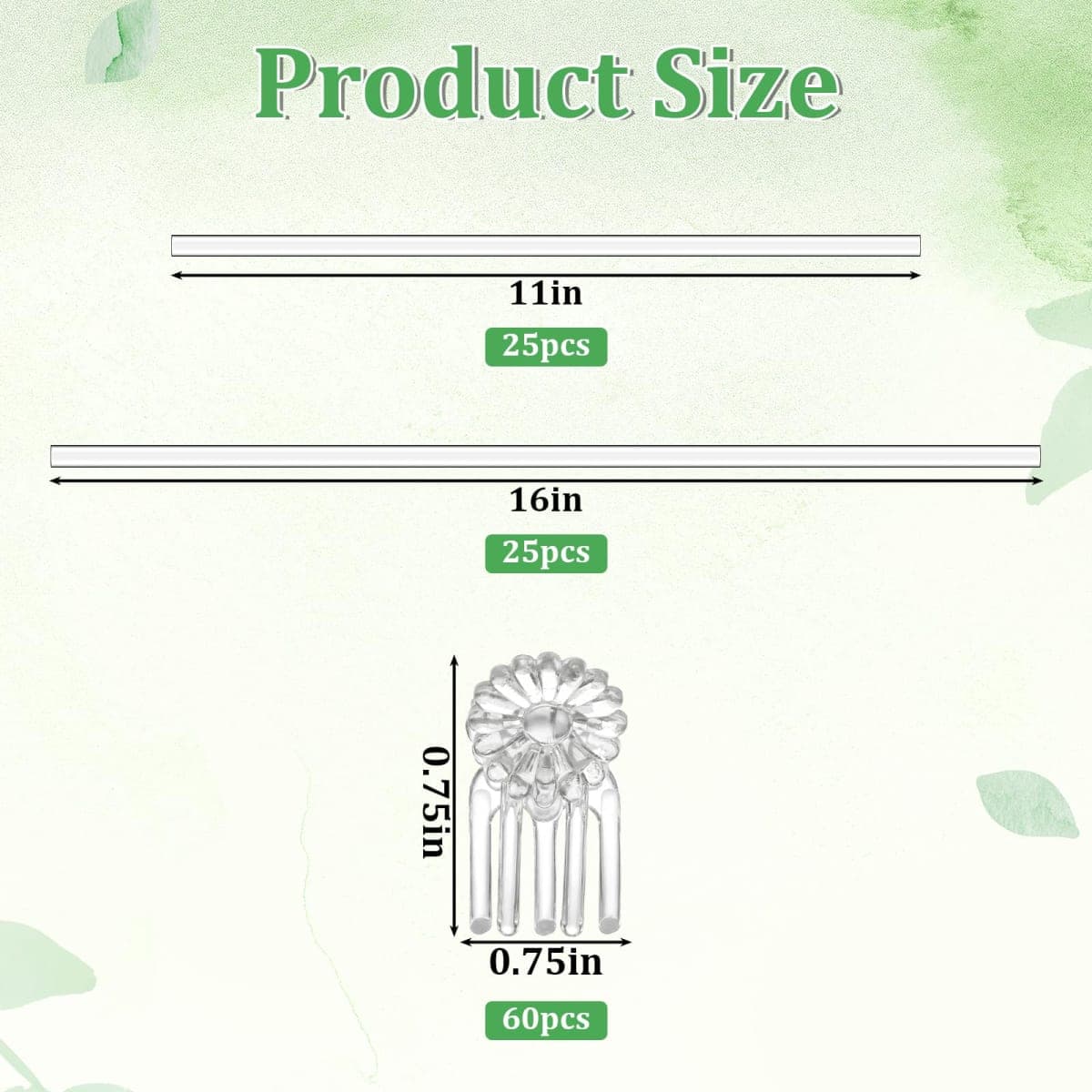 AOZUO 50 Pcs Acrylic Plant Stakes, 11 & 16 Inch Acrylic Plant Stakes with 60 Clips Clear Plants Support Stakes Kit Reusable Garden Orchid Stake for Indoor and Outdoor Potted Plants Vegetables Flowers thumbnail 2