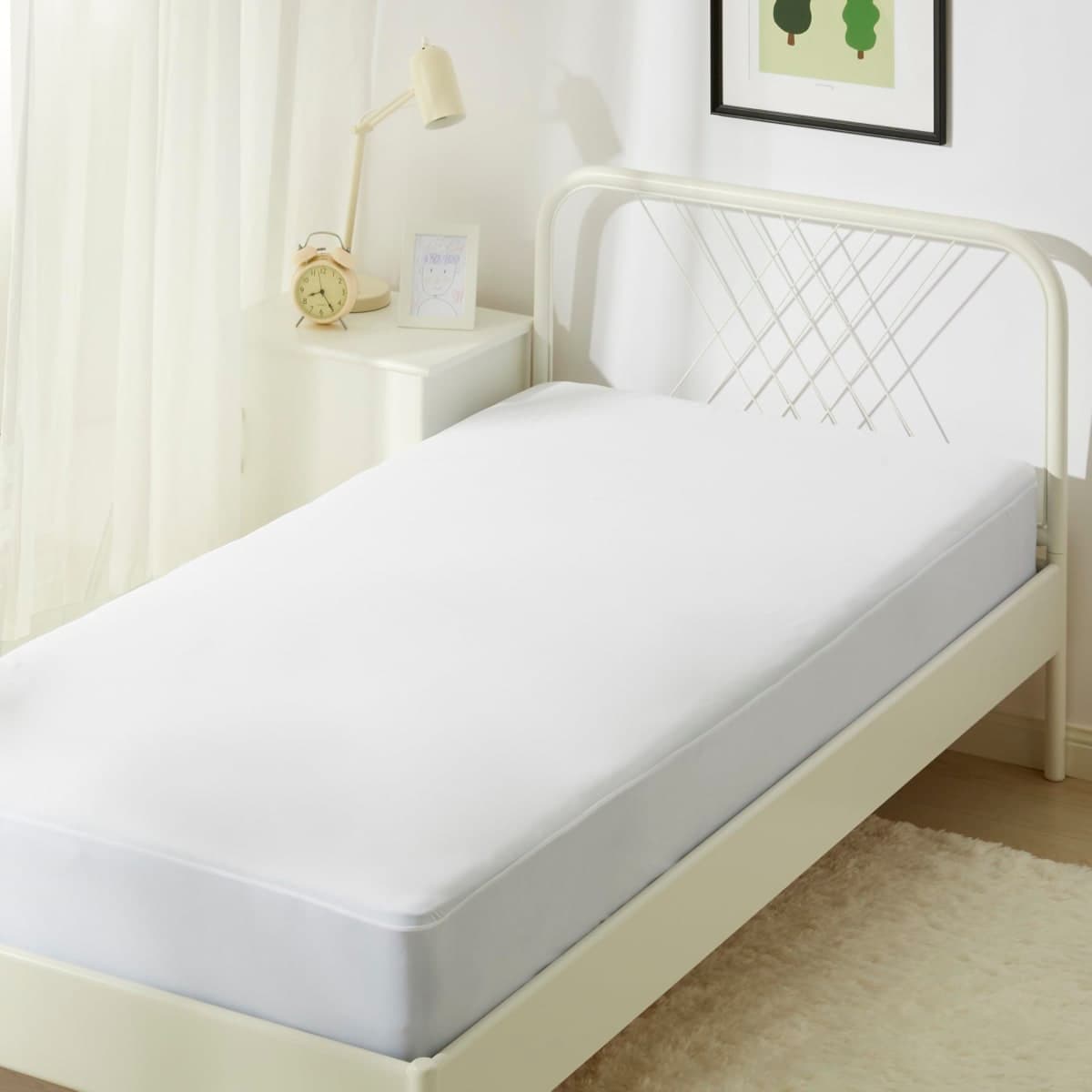 Amazon Basics Waterproof Mattress Protector, White, Twin XL — image 1