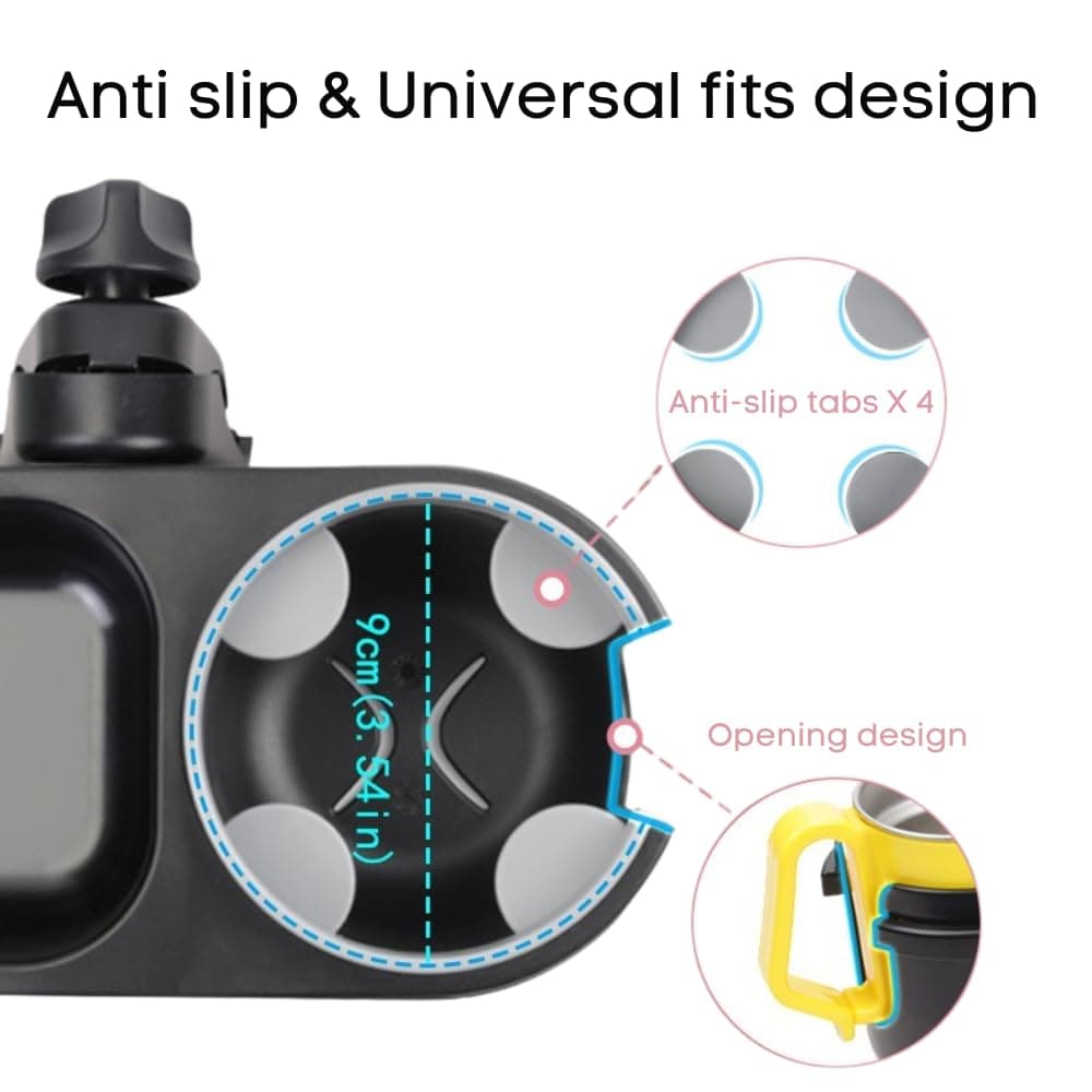 LUFFCABO Universal Snack Tray for Stroller with Cup Holder, 2 in 1 Stroller Tray with Cup Holder, Baby Travel Gear Attachment Accessories thumbnail 5