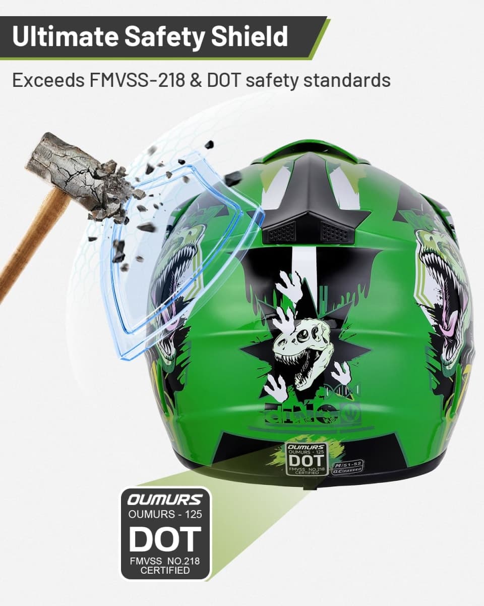 DOT Youth Dirt Bike Helmet with Goggles & Gloves for 5-14 Years Old, Youth ATV Helmets for Youth Boys Girls, Four Wheeler Helmet, Motocross BMX MX UTV Offroad Street Go Kart Dirt Bike Race Car thumbnail 5