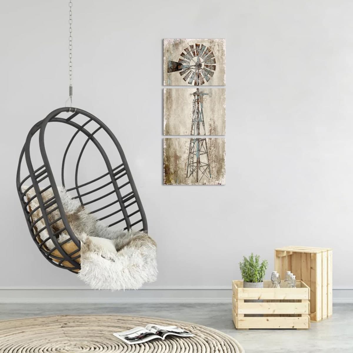 Kalormore Rustic Farmhouse Style Rusty Windmill Picture Canvas Prints Wall Art Decor for Home Wall Decoration Gallery Wrapped Artwork Vintage Country Farm Bedroom Living Room Wall Decoration thumbnail 4