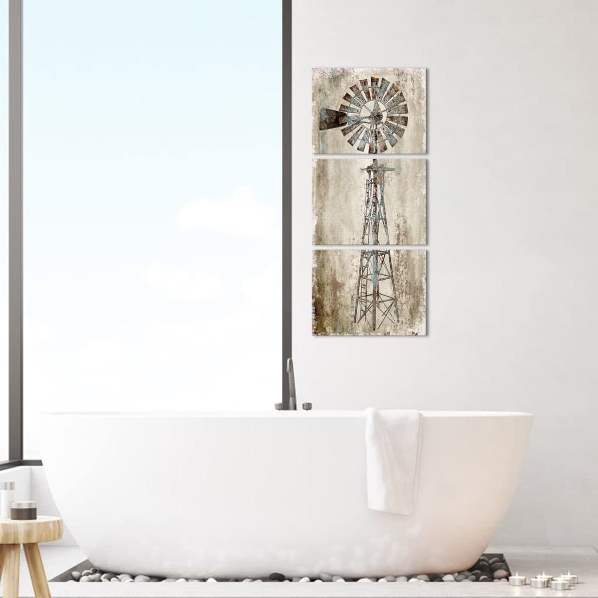 Kalormore Rustic Farmhouse Style Rusty Windmill Picture Canvas Prints Wall Art Decor for Home Wall Decoration Gallery Wrapped Artwork Vintage Country Farm Bedroom Living Room Wall Decoration thumbnail 5
