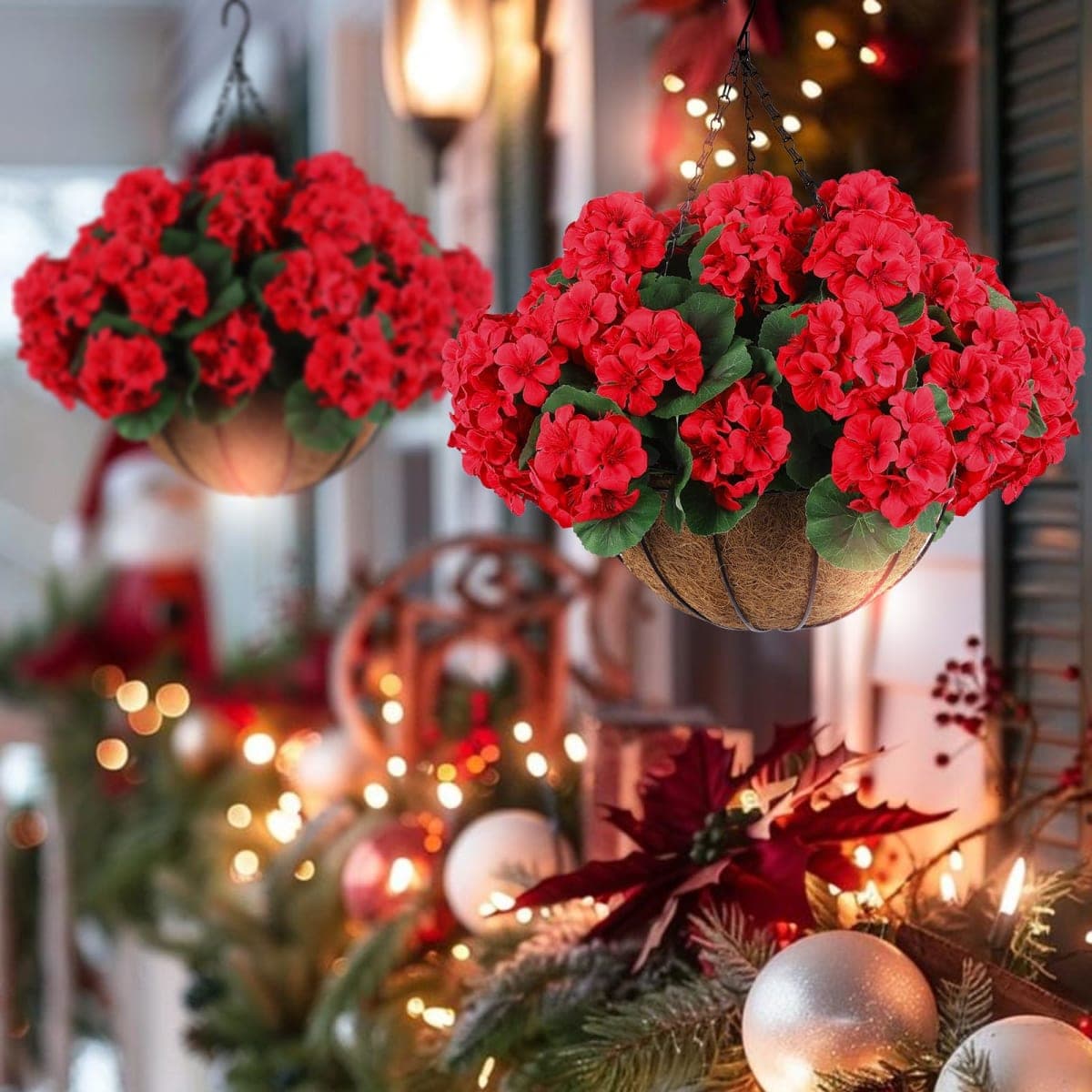 Hananona 6 Pcs Artificial Geranium Flowers for Outdoors Geranium Silk Red Flower Outdoor UV Resistant Garden Plants Faux Flowers for Christmas Home Kitchen Table Centerpieces Decor (6, Red) thumbnail 4