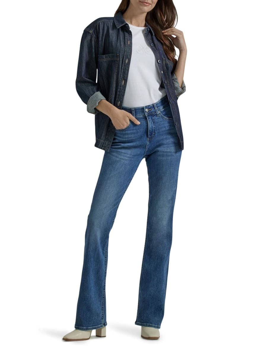 Lee Women's Petite Ultra Lux Comfort with Flex Motion Bootcut Jean, Indigo Facet, 16 Short thumbnail 2