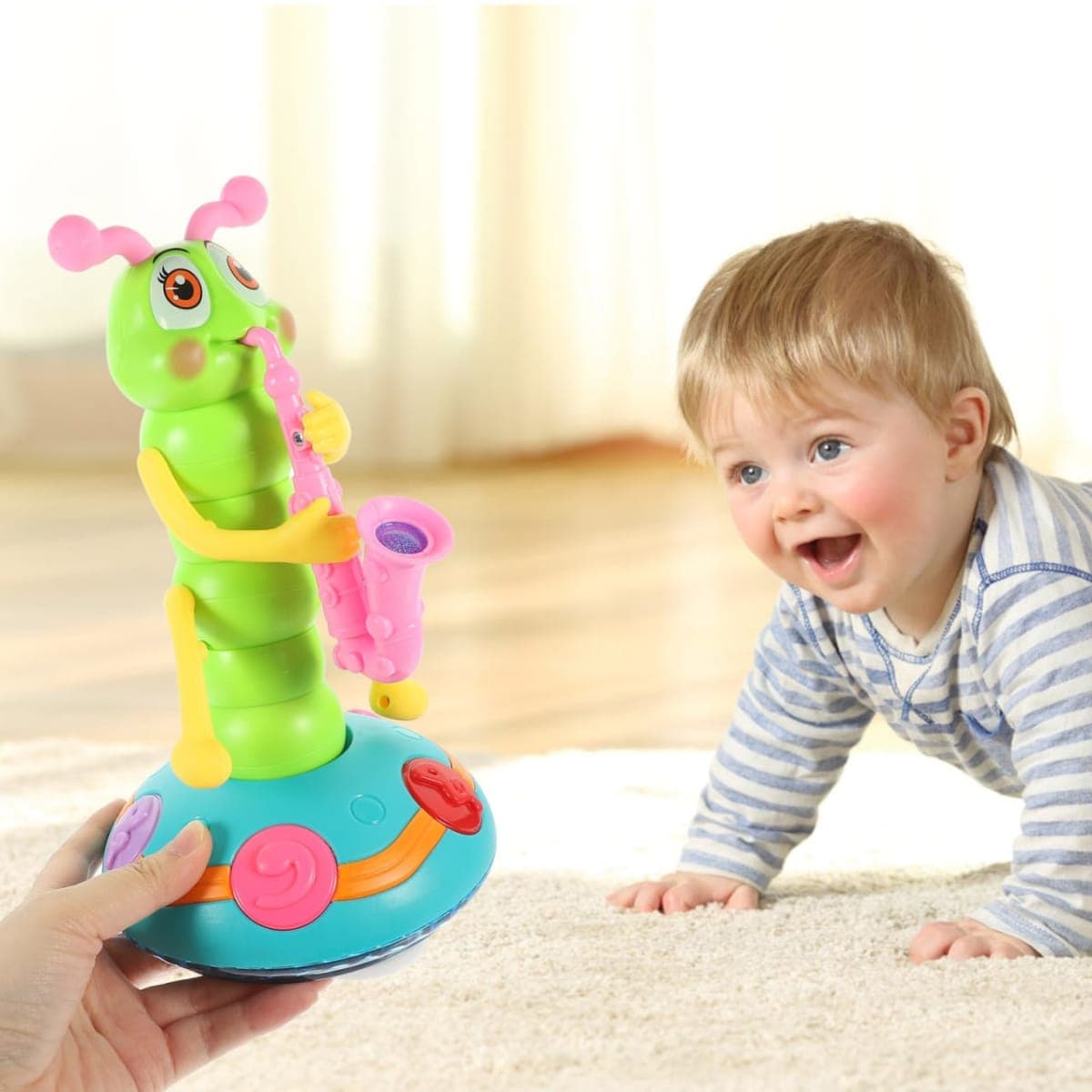Toddmomy Baby Musical Caterpillar Toy Electric Crawling Toy for Infant Plastic Early Learning Plaything Easy to Hold Smooth Surface Assorted Color 9.44 X 5.51 X 5.51 in 1 Pack(Ramdom Color) thumbnail 3