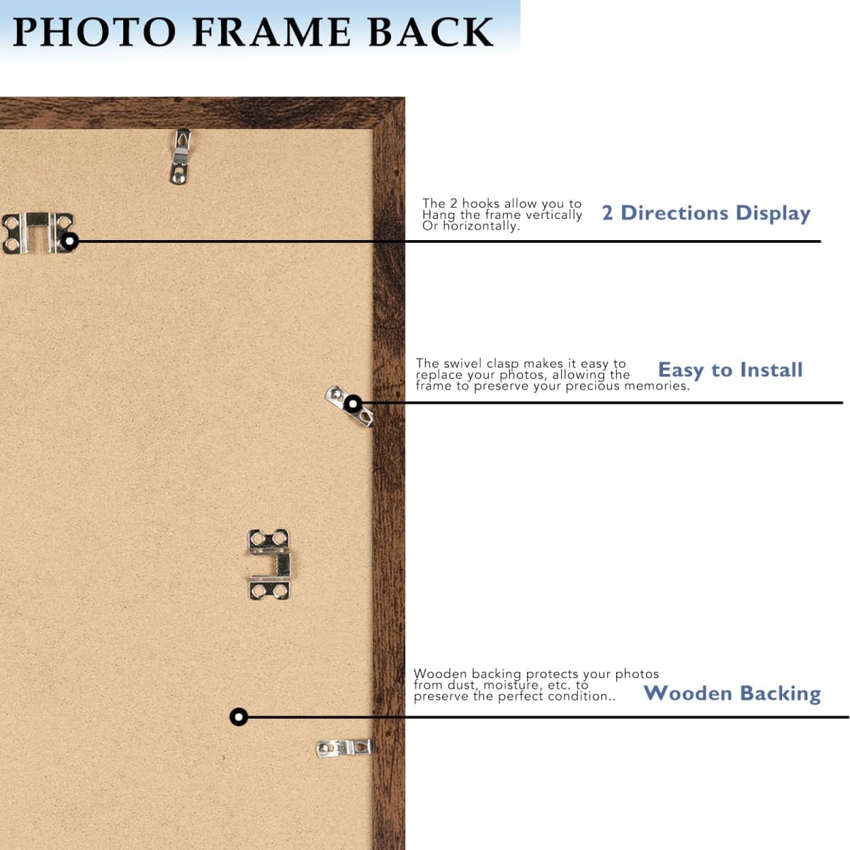 QOTIB 11x16 Picture Frame Deep Brown for Wall Hanging, Wood 11 x 16 Frame Photo Frame for Wall Horizontally or Vertically, Deep Brown, 1 Pack thumbnail 4