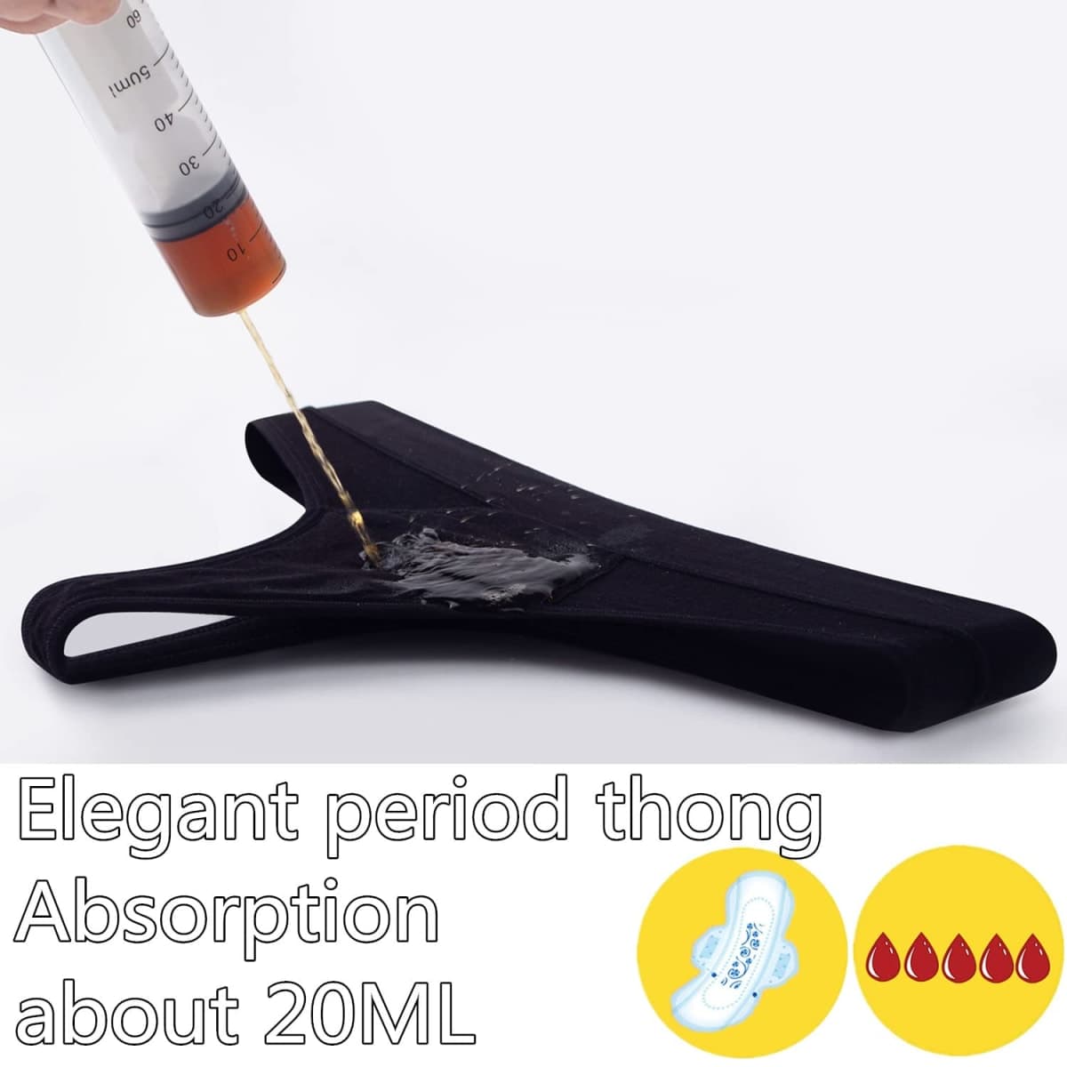ZVZK Period Underwear for Women Leak Proof Period Thongs,Heavy Flow Absorbent Menstrual Panties G-Strings (L 3 Black) thumbnail 3