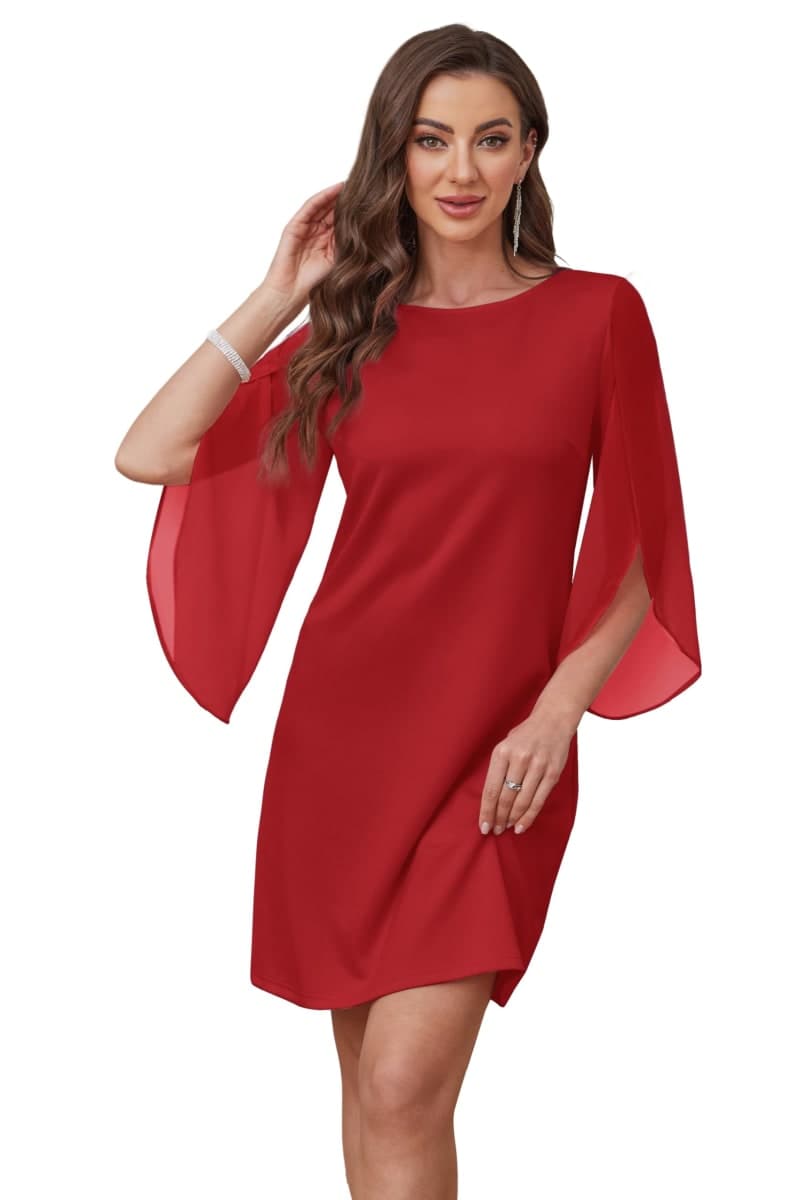 RUMIA Womens Cocktail Dresses Flutter Sleeve Wedding Guest Dresses for Women 2026 Trendy, Red, Large thumbnail 2