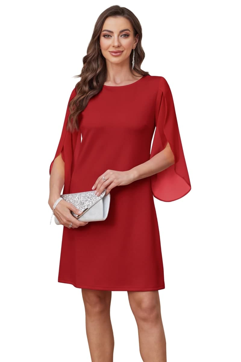 RUMIA Womens Cocktail Dresses Flutter Sleeve Wedding Guest Dresses for Women 2026 Trendy, Red, Large thumbnail 4
