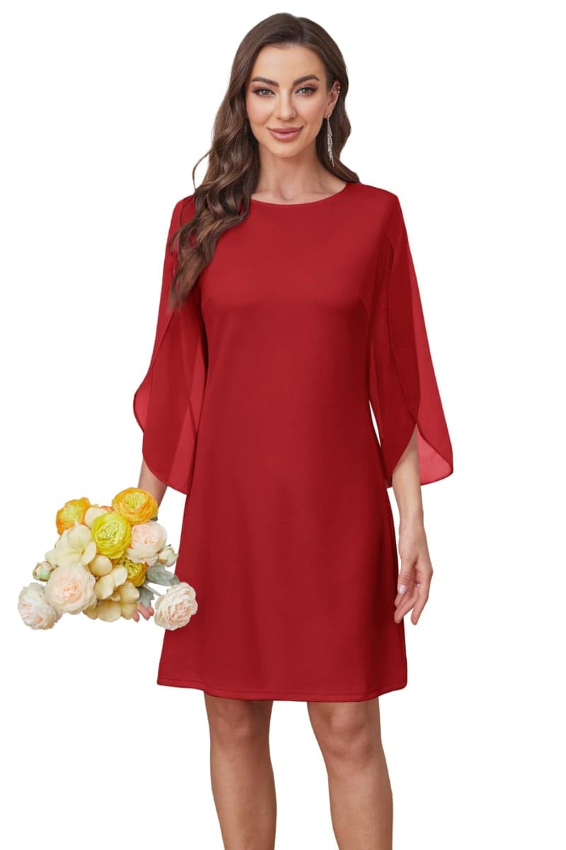 RUMIA Womens Cocktail Dresses Flutter Sleeve Wedding Guest Dresses for Women 2026 Trendy, Red, Large thumbnail 5
