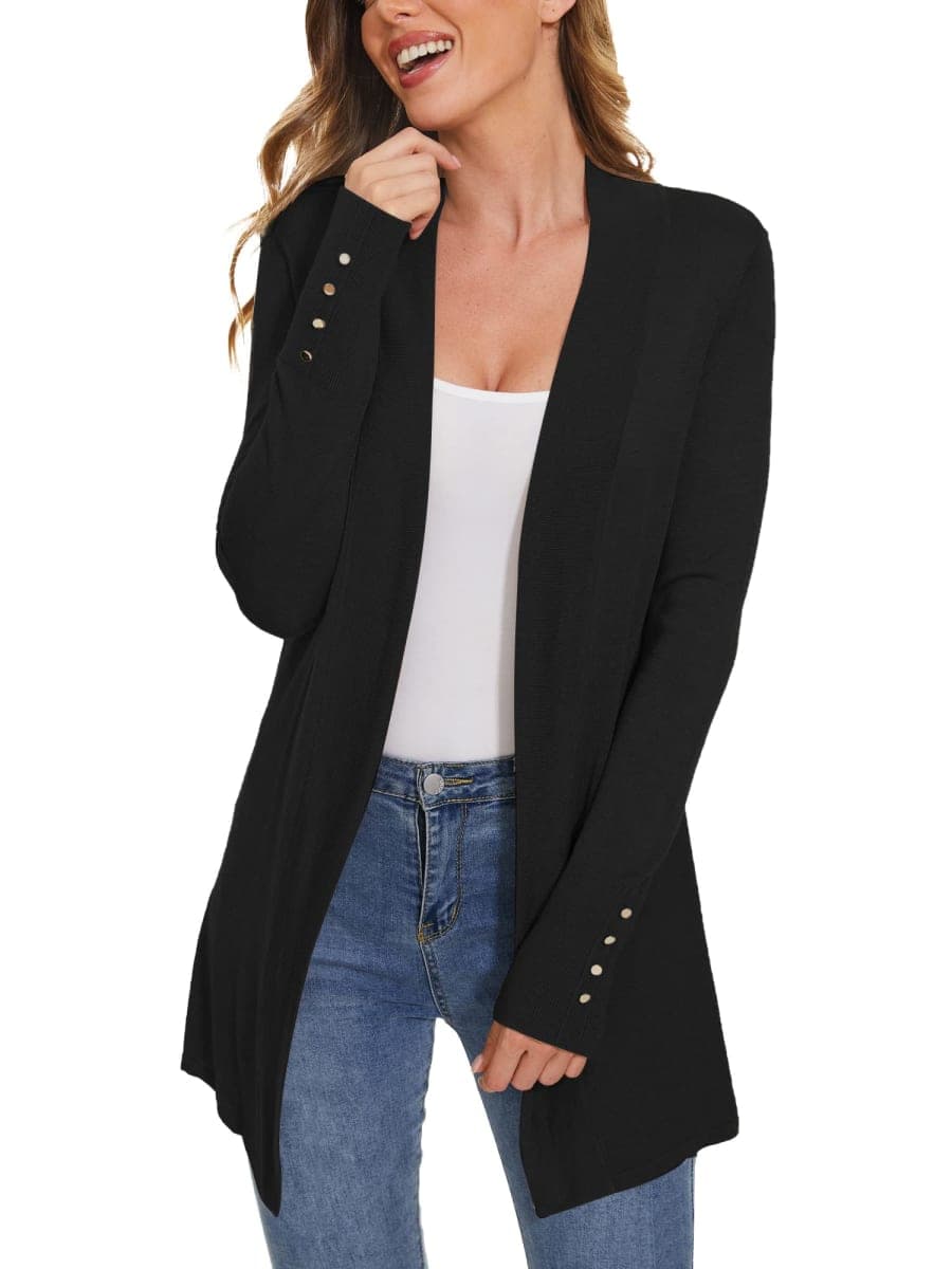 ROW 8 ROW Women Long Knit Cardigan Lightweight Open Front Sweaters, Black, X-Large — image 1