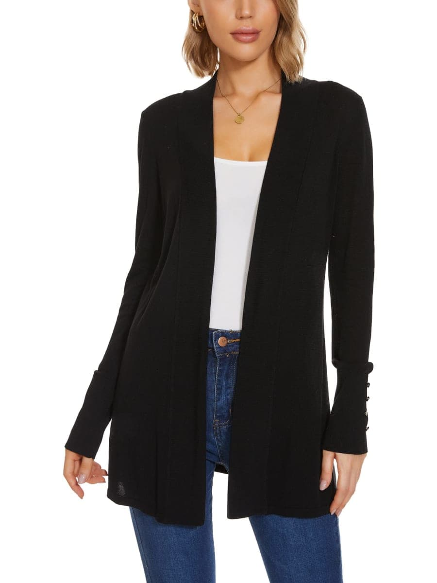 ROW 8 ROW Women Long Knit Cardigan Lightweight Open Front Sweaters, Black, X-Large thumbnail 5