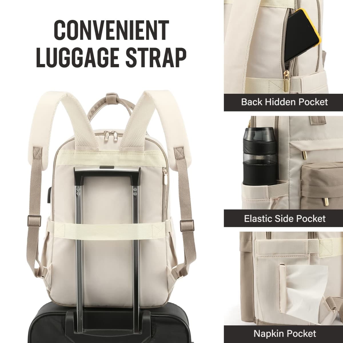 LOVEVOOK Laptop Backpack for Women 15.6 Inch Laptop Bag with USB Port, Fashion Waterproof Backpacks Teacher Nurse Stylish Travel Bags Vintage Daypacks Bookbag for College School Work thumbnail 5
