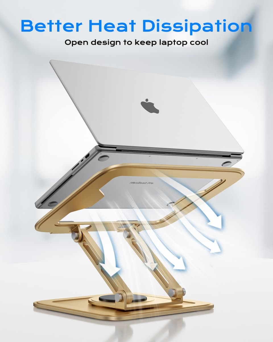 Adjustable Laptop Stand with 360° Rotation Ultra Stable, Ergonimic Laptop Riser for Desk, Laptop Stands, Foldable Notebook Computer Holder Fits All MacBook, Laptops up to 17.3 inches, Silver thumbnail 4