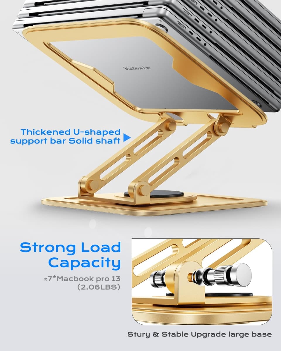 Adjustable Laptop Stand with 360° Rotation Ultra Stable, Ergonimic Laptop Riser for Desk, Laptop Stands, Foldable Notebook Computer Holder Fits All MacBook, Laptops up to 17.3 inches, Silver thumbnail 5