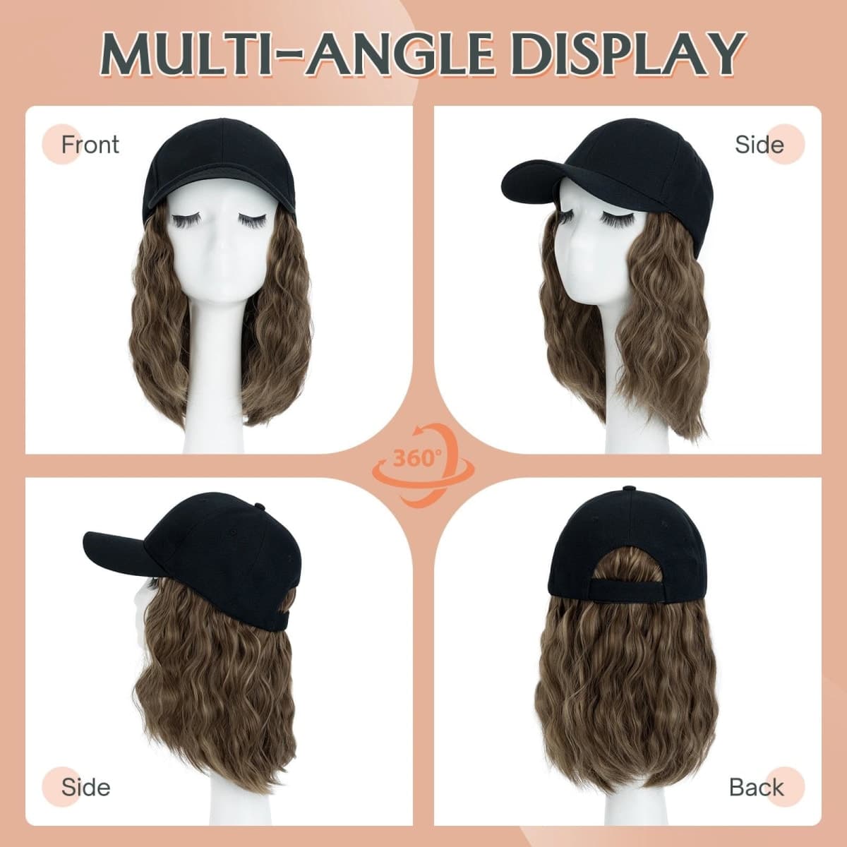 Benehair Hat Wig Extensions Off 8 Inch Brown Mix Blonde thumbnail 3