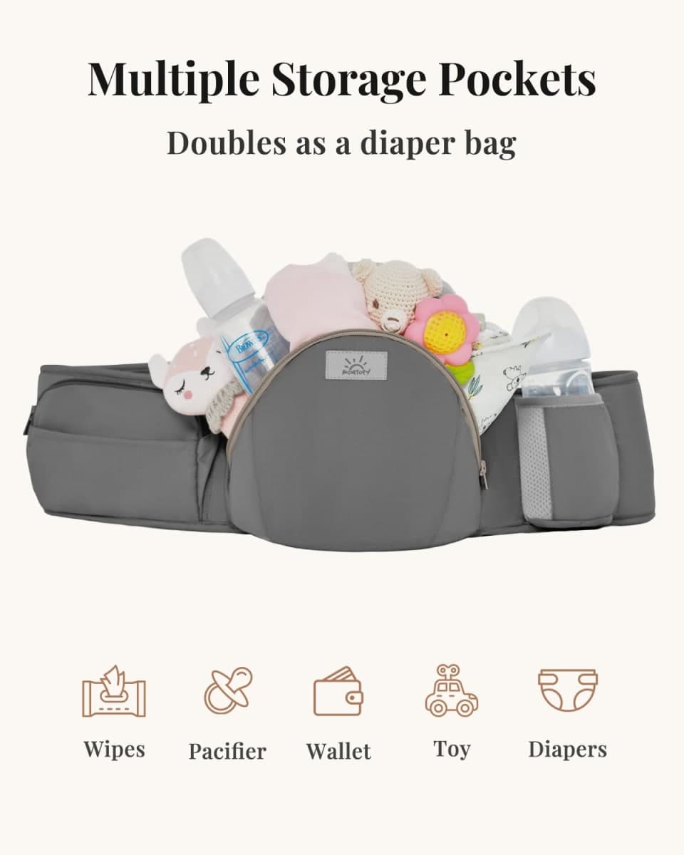 MOMTORY StowNGO Pro Safety-Certified Ultra Storage Baby Carrier, Deep Grey thumbnail 3