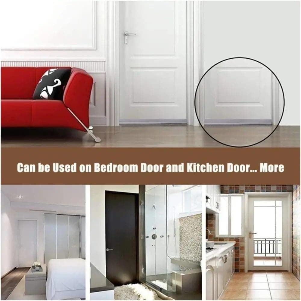 Door Bottom Brush Seal Strip with Brush Dust Prevent Rubber Blocker Insect Proof Reduce Noise Self Adhesive Seal Strips (Grey) thumbnail 3