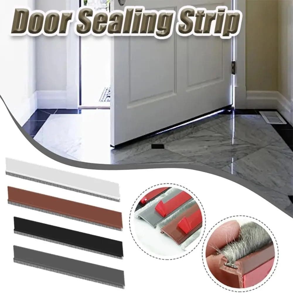 Door Bottom Brush Seal Strip with Brush Dust Prevent Rubber Blocker Insect Proof Reduce Noise Self Adhesive Seal Strips (Grey) thumbnail 4