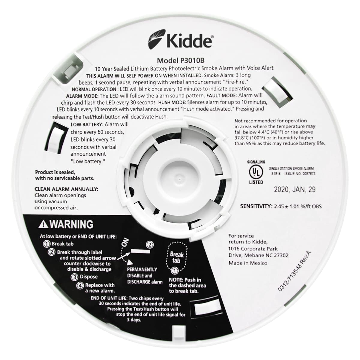Kidde Smoke Detector, 10-Year Battery, Photoelectric Sensor Smoke Alarm, White thumbnail 5