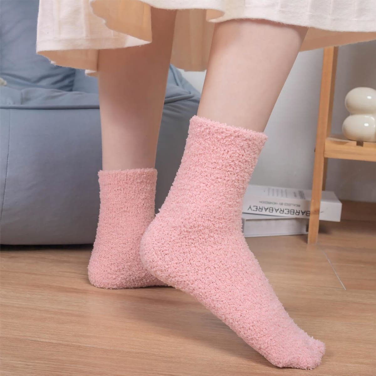 Tofox 6 Pairs Fuzzy Socks For Women Soft Home Slipper Socks Fluffy Sleeping Socks don't Shed Lint, 6 Pair Set 1, 6-11 thumbnail 3
