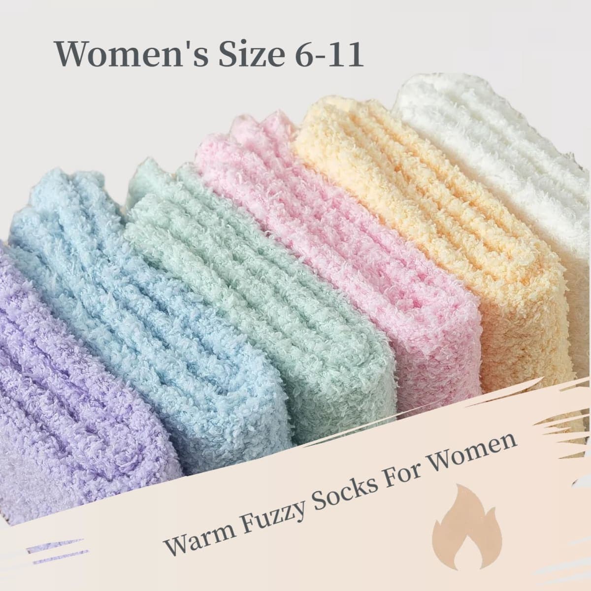 Tofox 6 Pairs Fuzzy Socks For Women Soft Home Slipper Socks Fluffy Sleeping Socks don't Shed Lint, 6 Pair Set 1, 6-11 thumbnail 5