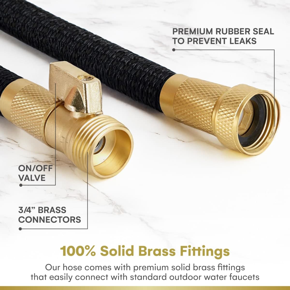 Flexi Hose with 8 Function Nozzle, 100FT - Lightweight Expandable Garden Hose, No-Kink Flexibility, 3/4 Inch Solid Brass Fittings and Double Latex Core thumbnail 5