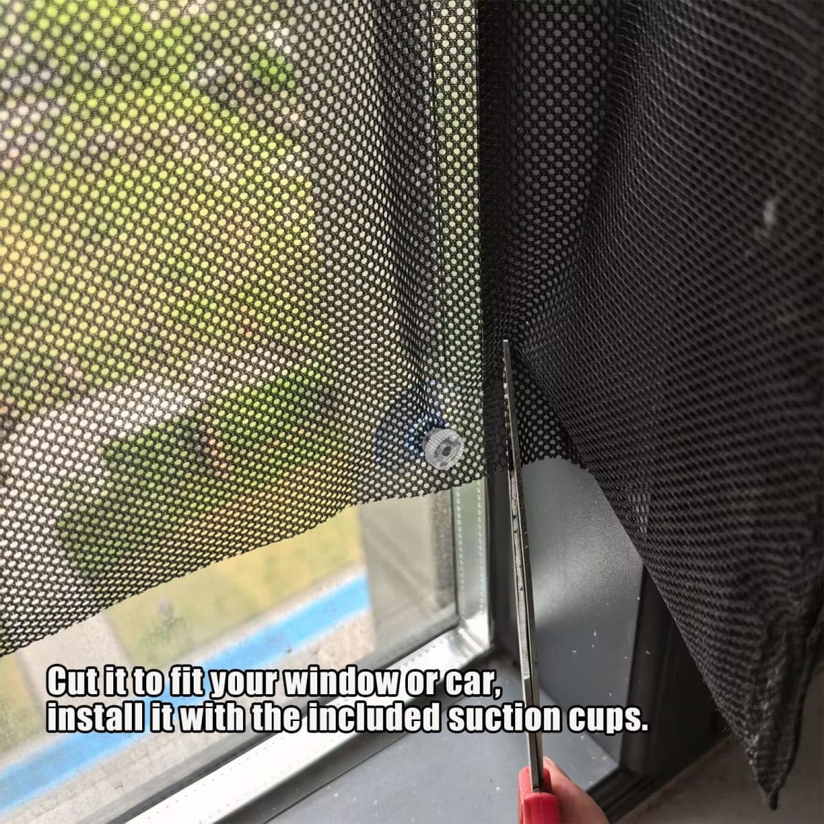 YESUS Sunshade Mesh UV Protection Fabric with Suction Cups No Glue No for Window Outdoor and Indoor Garden Patio Car Sunlight Blocker (63" W x 118" L) thumbnail 3