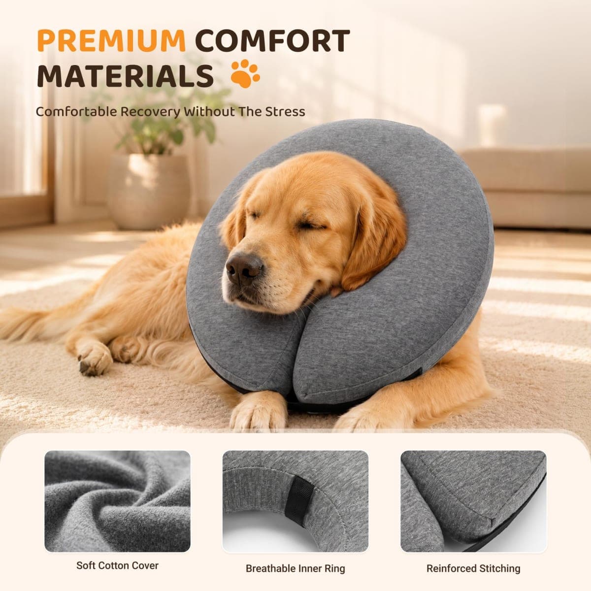 Pet Inflatable Collar for After Surgery,Soft Protective Recovery Collar Large Dog Cone for Dogs to Prevent from Touching Stitches, Wounds and Rashes thumbnail 5