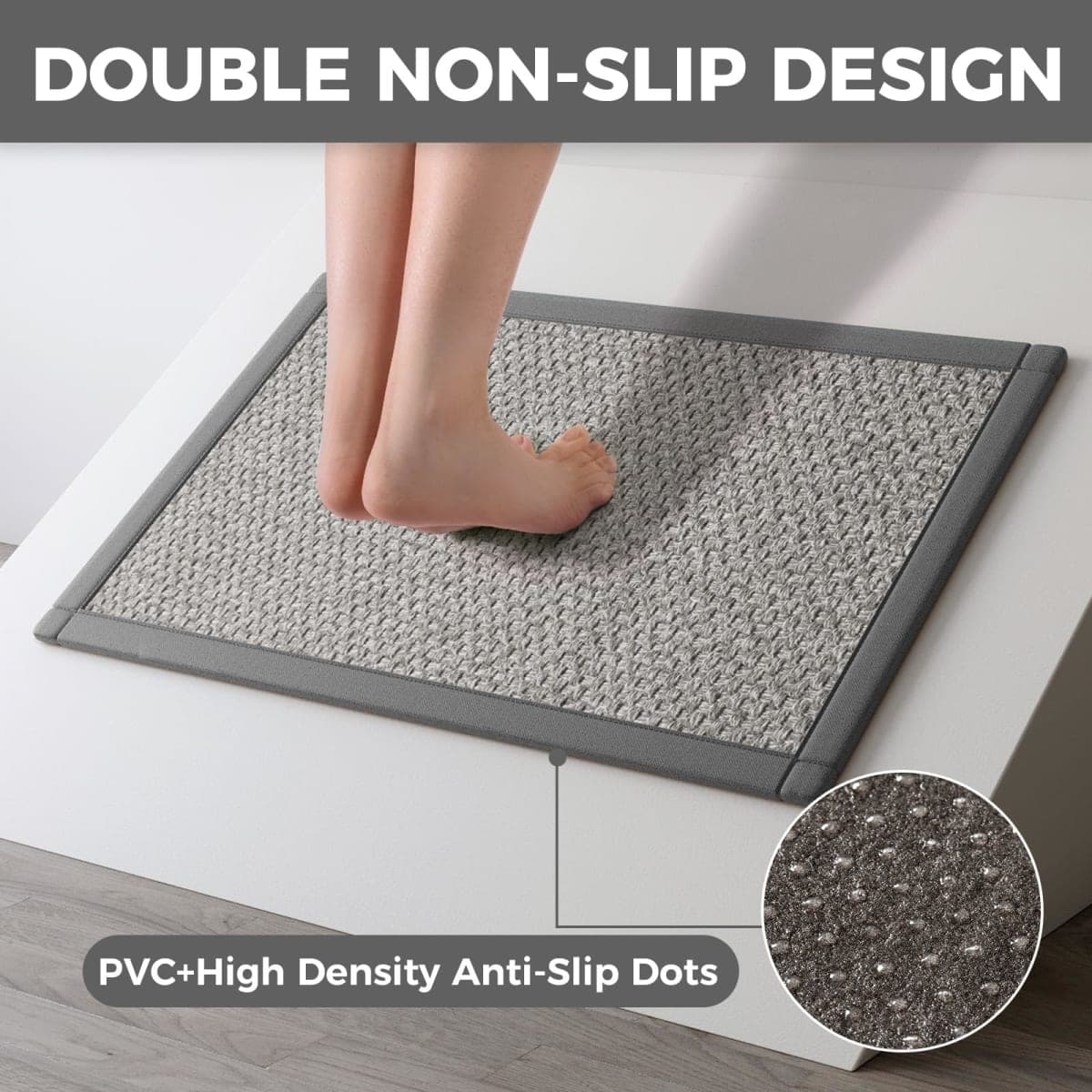 YDKGL Kitchen Rugs Non Slip Washable Kitchen Mat Anti Fatigue Gray 17"x47" thumbnail 5