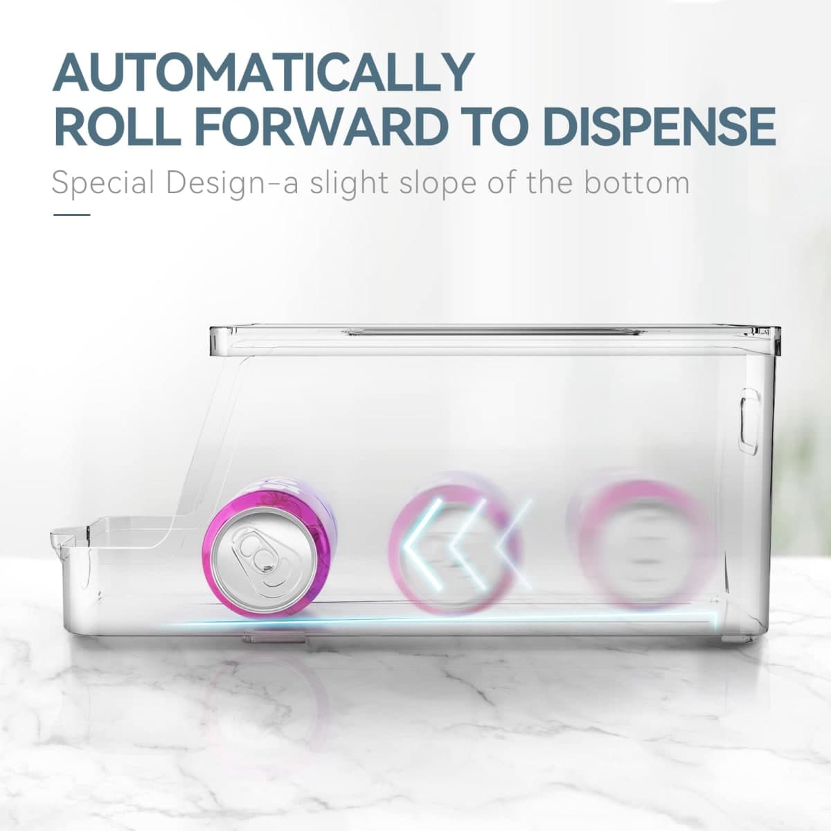 Soda Can Dispenser for Refrigerator with Lids, Stackable Drink Organizer for Fridge, Clear Plastic Refrigerator Organizer Bins, Beverage Can Holders for Pantry, Freezer, Kitchen, Cabinets Set of 2 thumbnail 3