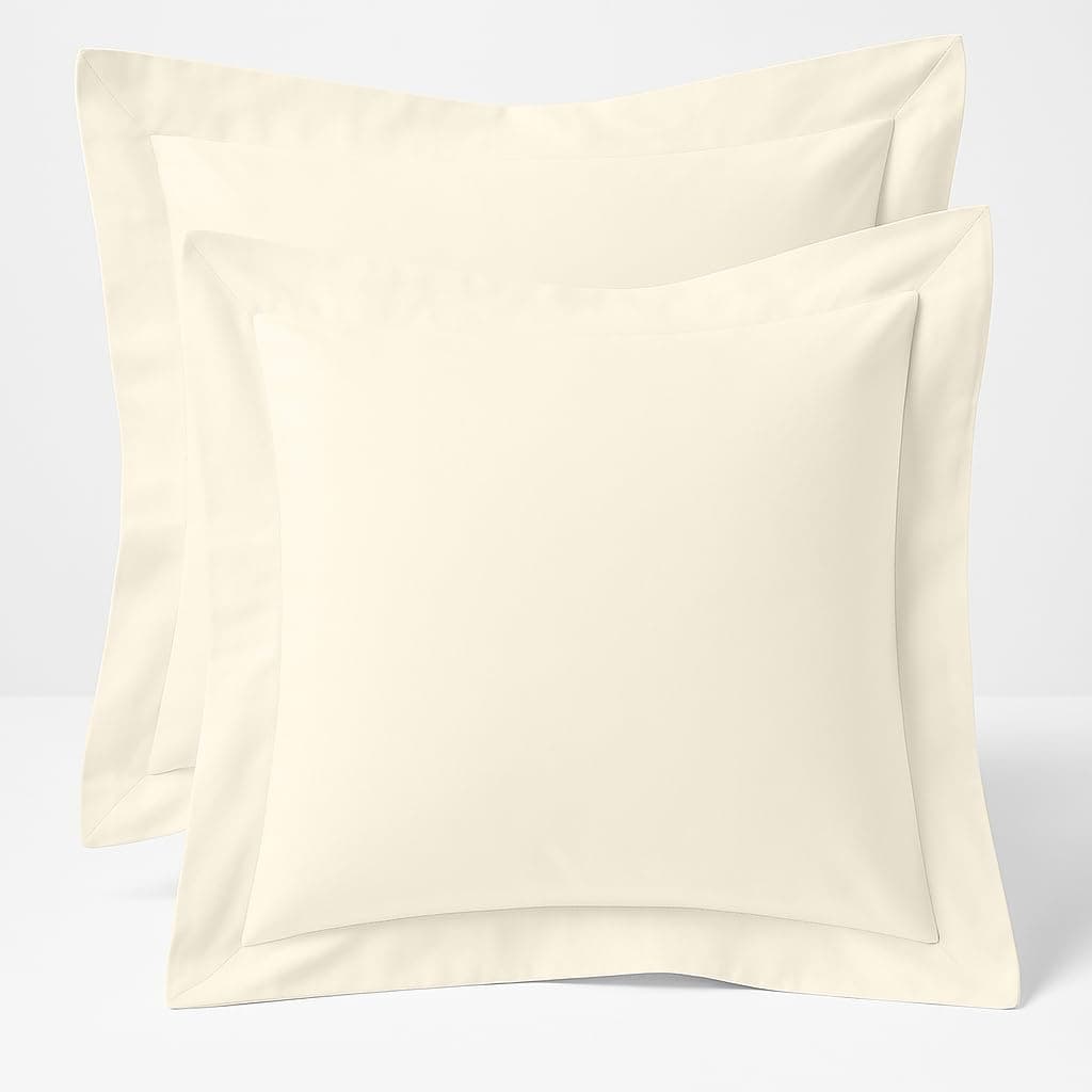 Cotton Metrics Linen 2 Pack Euro Pillow Shams 26x26 – 600 Thread Count 100% Organic Cotton Ivory Square Pillow Covers with 2 Inch Flange, Soft & Smooth Premium Hotel-Quality Pillowcases Set of 2 — image 1