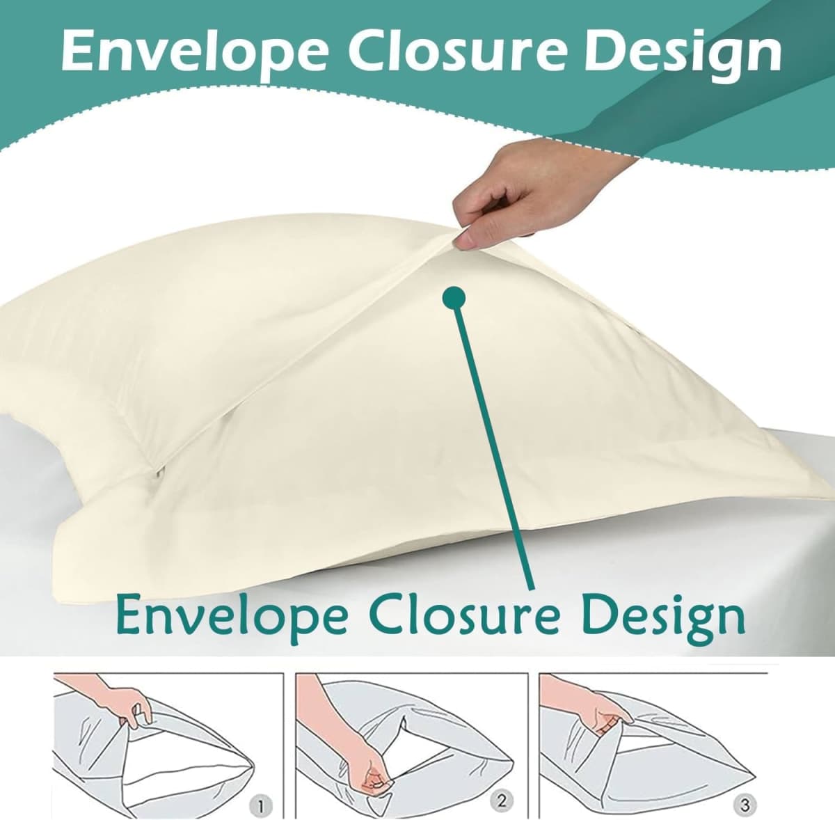 Cotton Metrics Linen 2 Pack Euro Pillow Shams 26x26 – 600 Thread Count 100% Organic Cotton Ivory Square Pillow Covers with 2 Inch Flange, Soft & Smooth Premium Hotel-Quality Pillowcases Set of 2 thumbnail 4