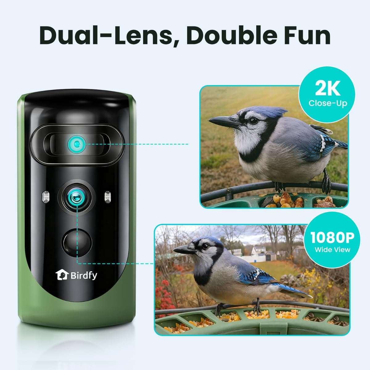Birdfy 2 Smart Bird Feeder with Camera, AI Identifies 6000+ Bird Species, Dual-Lens 2K+1080P Camera for Live Streaming & Close-Up Photos, Solar-Powered Backyard Birdwatching Gift for Christmas thumbnail 2