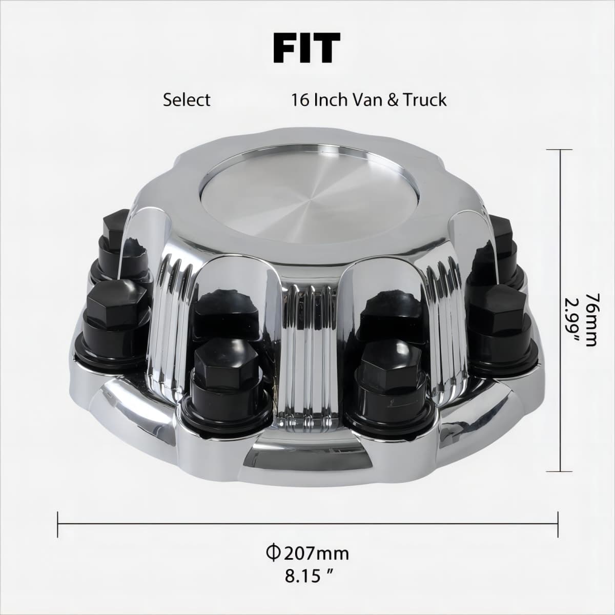 snobli (Set of 4) Chrome Wheel Center Caps 8 Lugs Compatible with Select 16 Inch Van & Truck - Replacement 15039489, 15039488, 9597169, 9597170 thumbnail 2