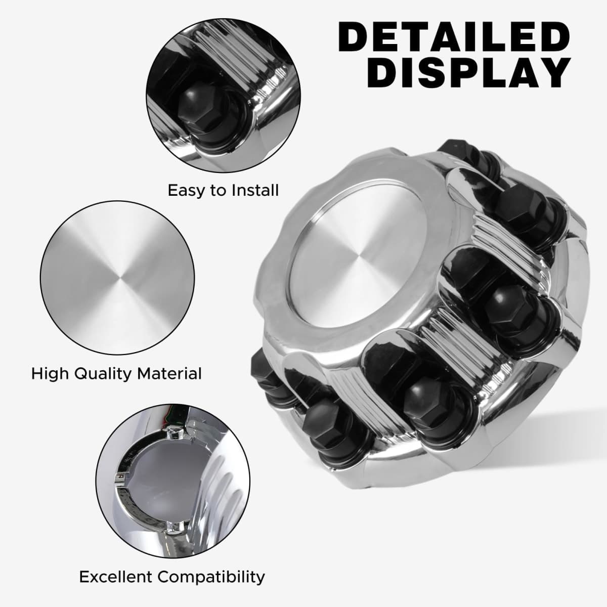 snobli (Set of 4) Chrome Wheel Center Caps 8 Lugs Compatible with Select 16 Inch Van & Truck - Replacement 15039489, 15039488, 9597169, 9597170 thumbnail 5