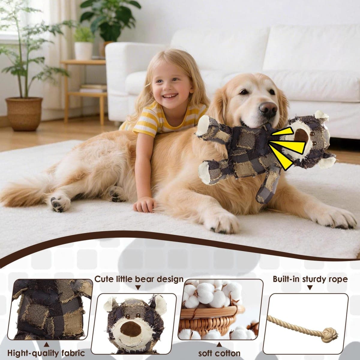 MAXBECK Dog Companion for Heavy Chewers- Indestructible Robust Bear Dog Toy, Resistant Squeaky Dog Toys for Heavy Chewers, Unbreakable Stuffed Plush Dog Toys for Aggressive Chewers (E-Navy+Purple) thumbnail 3