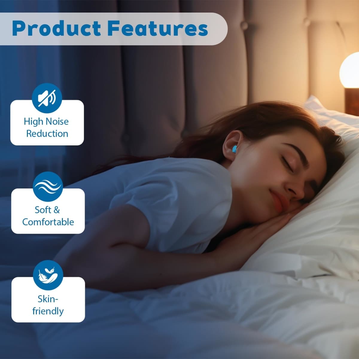 Ear Plugs for Sleeping Noise Cancelling - 40dB Ear Plugs for Noise Reduction - Calmer Earplugs for Concert Sleep Travel Study Work - Hearing Protection Sound Blocking - Blue 10 Pairs in 2 Cases thumbnail 4