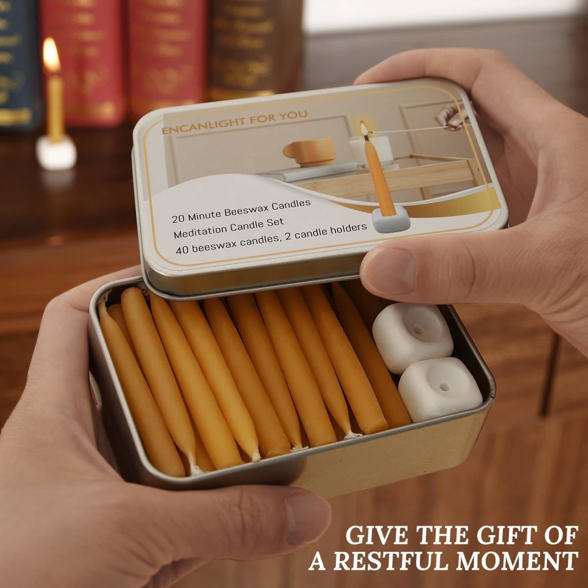 20 Minute Mini Candles Set,2.6 Inch Small Bees Wax Taper Meditation Candles 40Pcs,Candles Smokeless,Dripless for Home,Womens Gifts Yogas-Yellow thumbnail 2