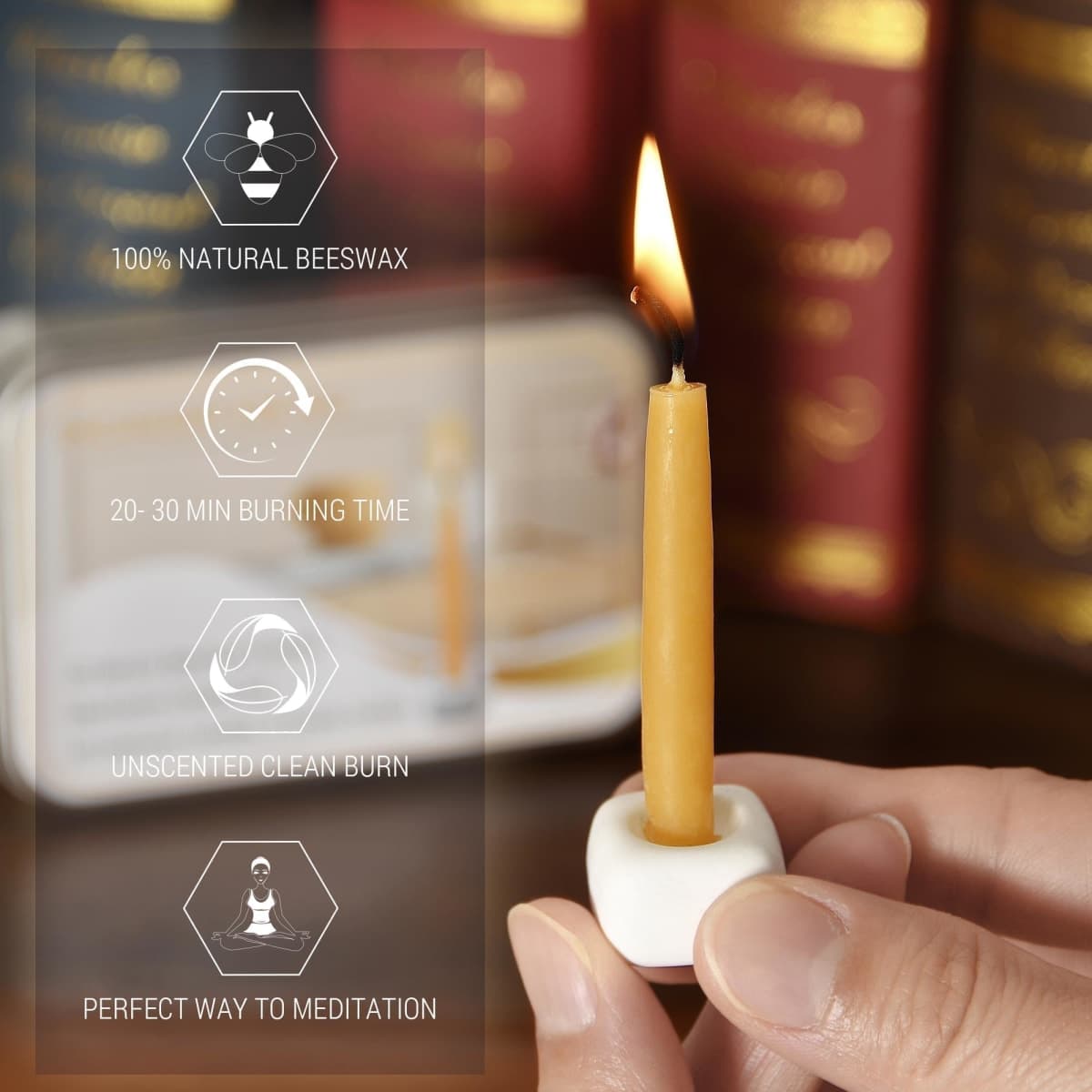 20 Minute Mini Candles Set,2.6 Inch Small Bees Wax Taper Meditation Candles 40Pcs,Candles Smokeless,Dripless for Home,Womens Gifts Yogas-Yellow thumbnail 3