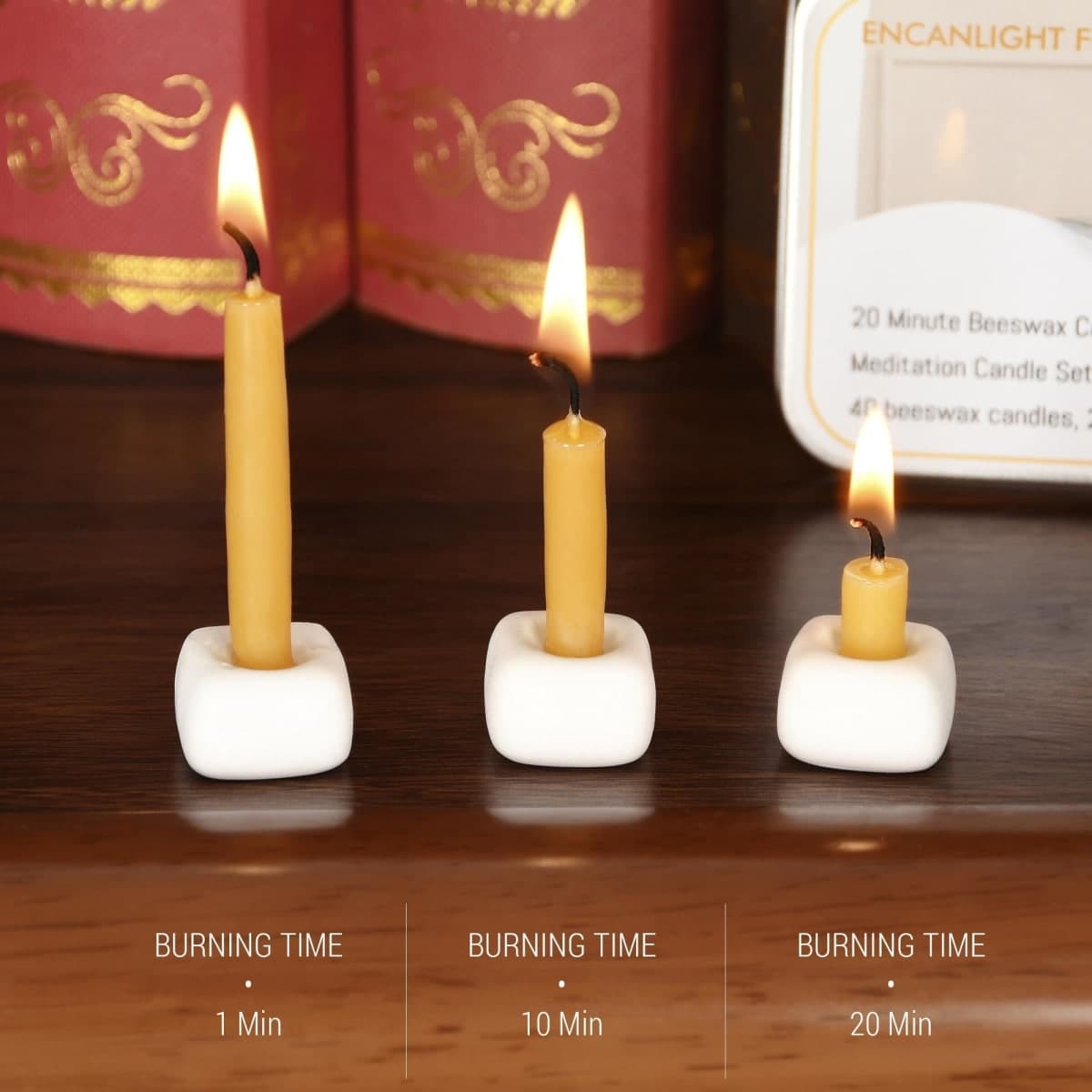 20 Minute Mini Candles Set,2.6 Inch Small Bees Wax Taper Meditation Candles 40Pcs,Candles Smokeless,Dripless for Home,Womens Gifts Yogas-Yellow thumbnail 4