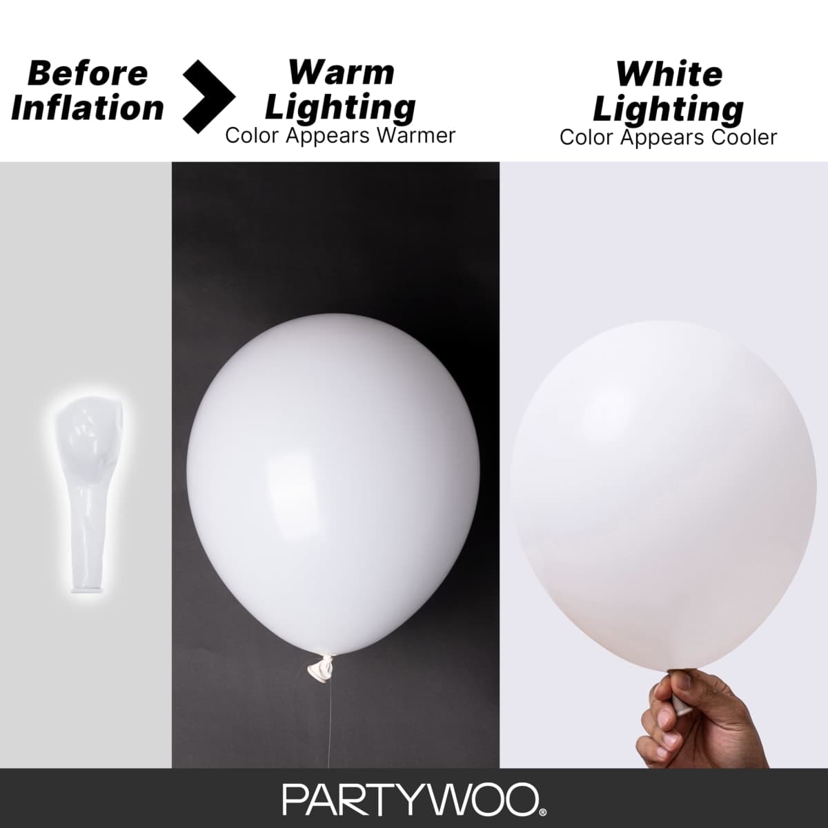 PartyWoo White Balloons 100 pcs Different Sizes Pack of 36 18 12 10 5 Inch Matte White Latex Balloon Arch Kit Garland for Wedding Bridal Graduation Baby Shower Birthday Party Decorations White-Y13 thumbnail 4