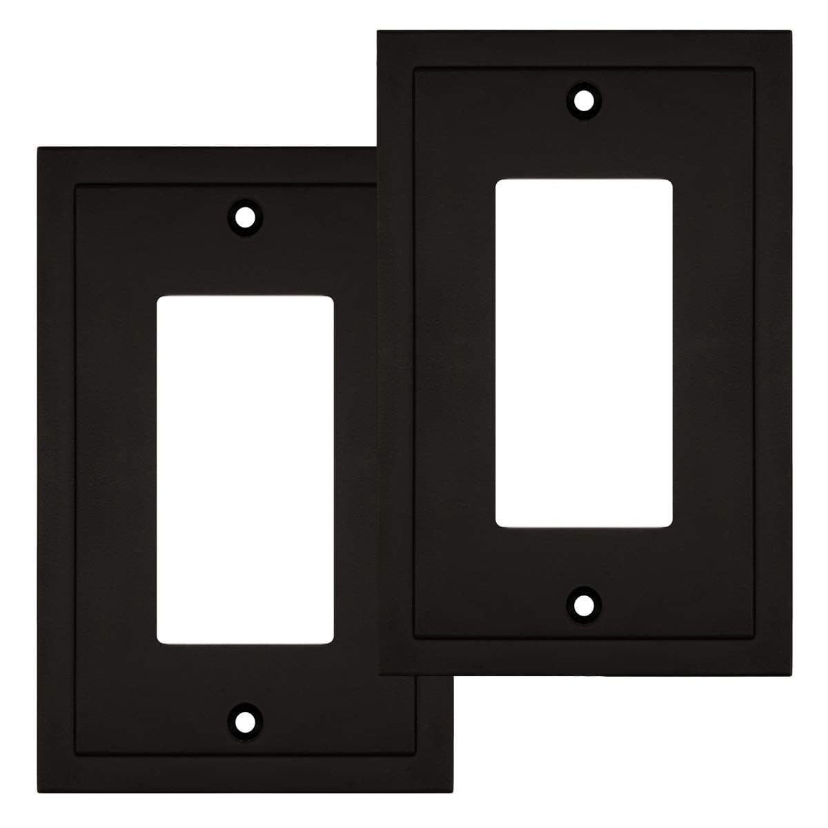 Modern Edge Decorative Wall Plate Switch Plate Outlet Cover, Durable Solid Zinc Alloy (Single Decorator 2PK, Matte Black) — image 1