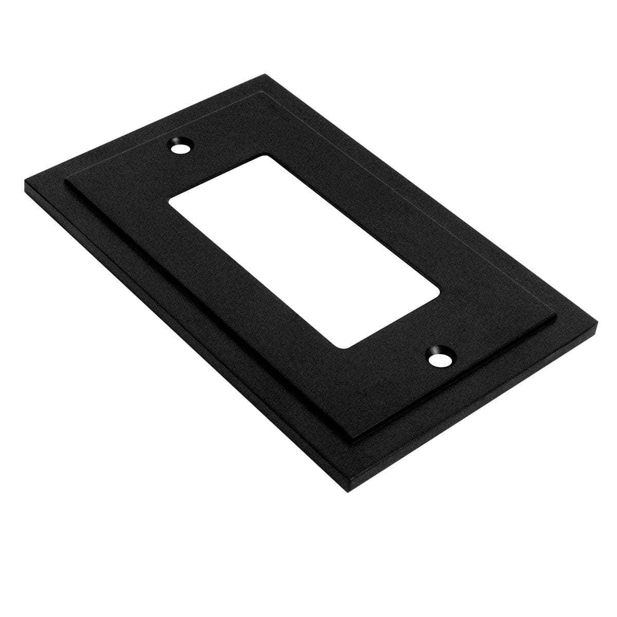 Modern Edge Decorative Wall Plate Switch Plate Outlet Cover, Durable Solid Zinc Alloy (Single Decorator 2PK, Matte Black) thumbnail 2