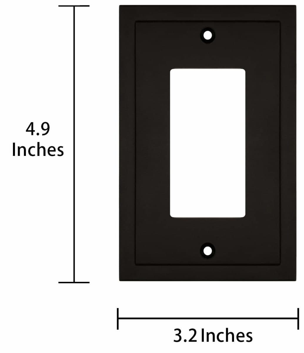 Modern Edge Decorative Wall Plate Switch Plate Outlet Cover, Durable Solid Zinc Alloy (Single Decorator 2PK, Matte Black) thumbnail 3
