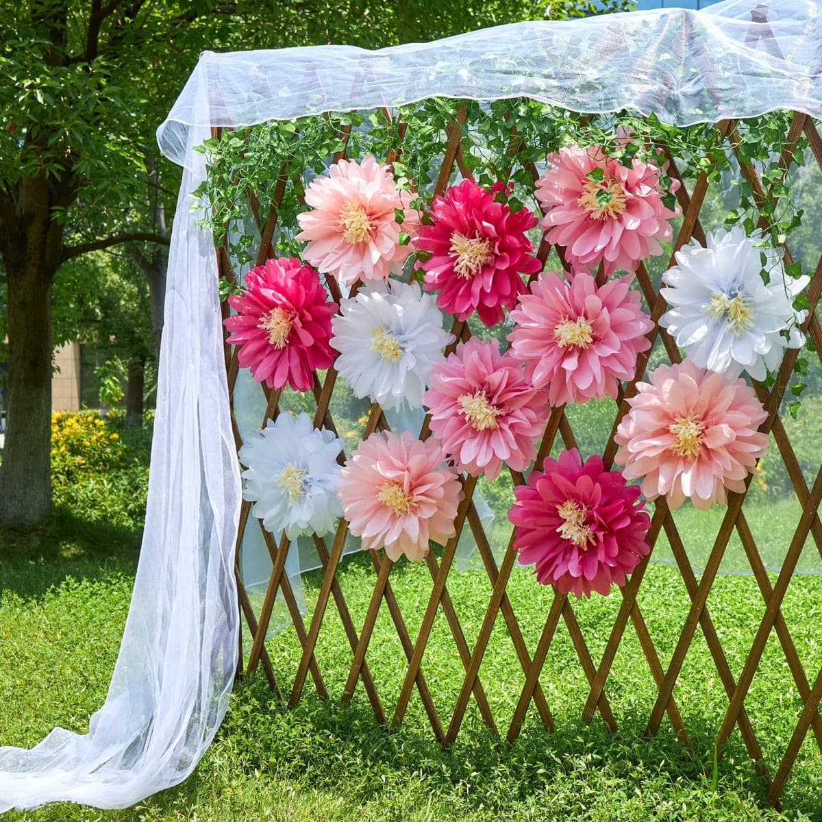 12 Pcs Pink Tissue Paper Flowers Daisy Tissue Paper Pom Poms Party Decorations Spring Party Decoration Paper Flowers Decorations for Wall Backdrop Garden Wedding Decor thumbnail 5