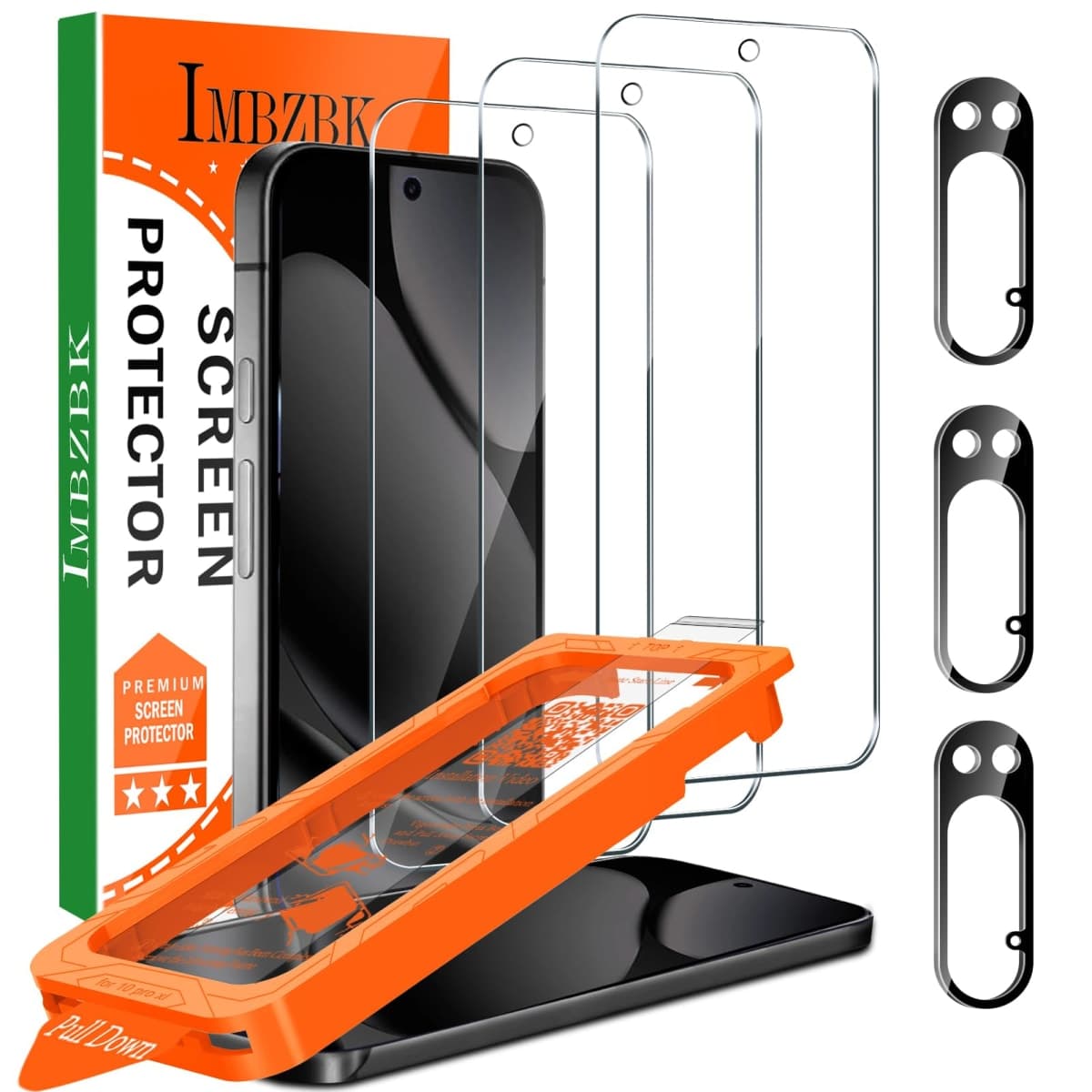 [Auto-Dust Removal] IMBZBK 3 Pack Screen Protector for Google Pixel 10 Pro XL [Phone Case Friendly], 3 Tempered Glass Camera Lens Protector Accessories, Military Grade Shatterproof — image 1