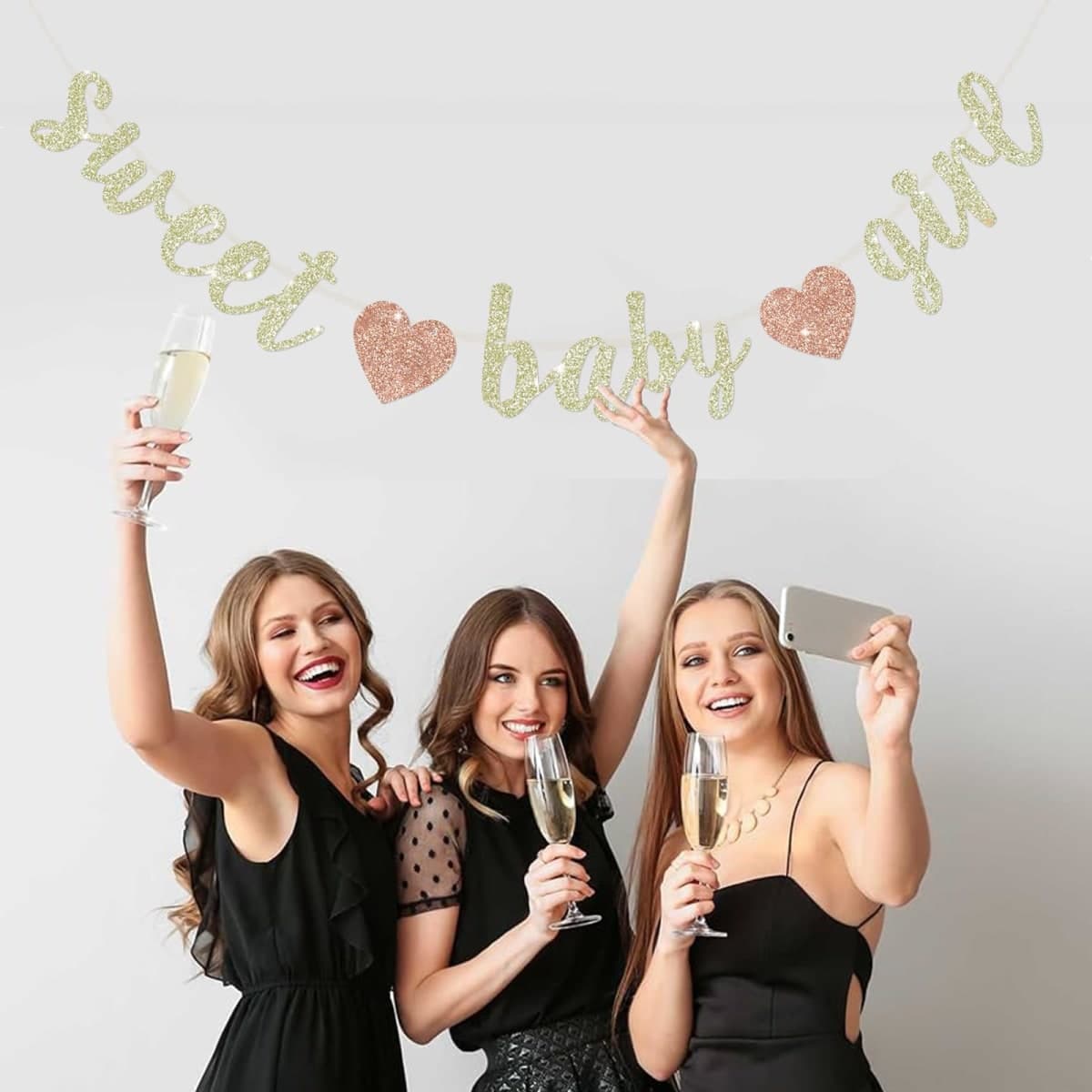 BEISHIDA Pre-Strung Glitter Champagne Girl Baby Banner Baby Shower Decor thumbnail 5