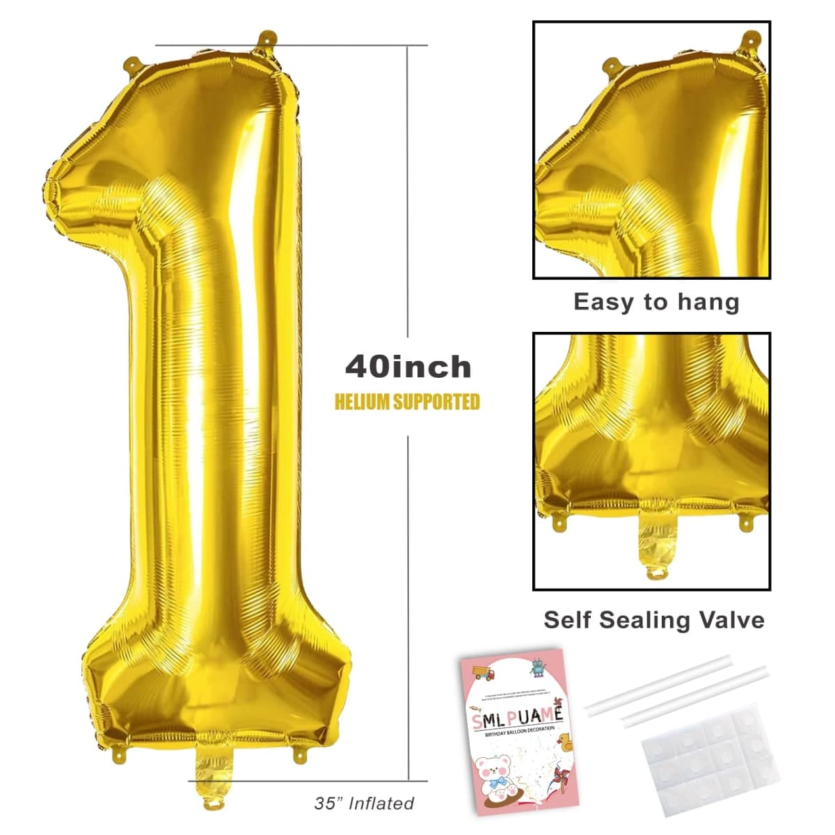 Smlpuame Gold Number 5 Balloons 40 Inch 0-9 Large Gold Balloons 5th Birthday Balloon Helium Foil Balloon for Boys Girls Men Women Birthday Party Wedding Anniversary Baby Shower Decorations Supplies thumbnail 3