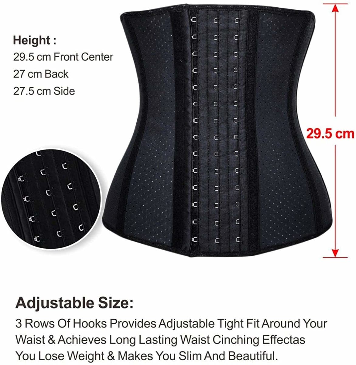 YIANNA Breathable Waist Trainer for Women Underbust Latex Sport Girdle Corsets Cincher Hourglass Body Shaper, (Black, XL) thumbnail 4
